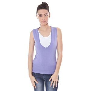 Datch Sleeveless VNeck Knit Top Women Purple Sweaters